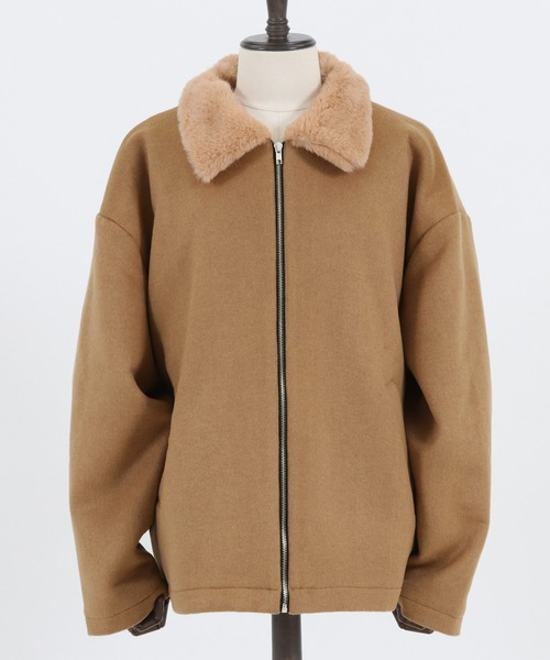Jih Nunc（ジーヌンク）の「mj8139-エコファーカラーメルトンブルゾン（ブルゾン・メンズ・ブラック/ベージュ・S/M/L）」の11枚目の写真
