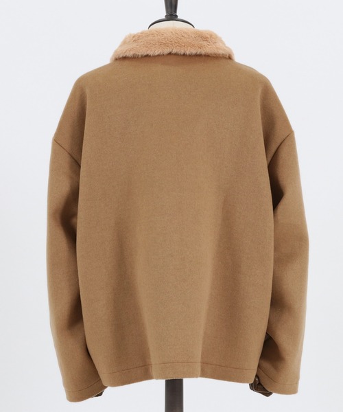 Jih Nunc（ジーヌンク）の「mj8139-エコファーカラーメルトンブルゾン（ブルゾン・メンズ・ブラック/ベージュ・S/M/L）」の12枚目の写真