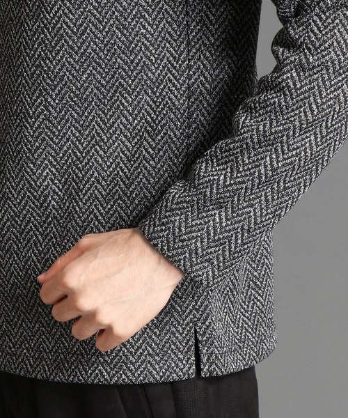 HIDEAWAYS NICOLE（ハイダウェイニコル）の「リンクスヘリンボンニットボンディングＶネックプルオーバー（ニット/セーター・メンズ・ブラック/オフホワイト/ボルドー/ホワイト×ブラック・MEDIUM/X-LARGE/LARGE）」の10枚目の写真