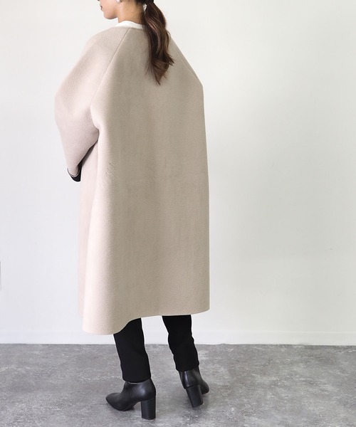 Riberry（リベリー）の「ボンディングノーカラーコート（ノーカラーコート・レディース・チャコールグレー/ブラック/アイボリー/ホワイト・MEDIUM）」の11枚目の写真