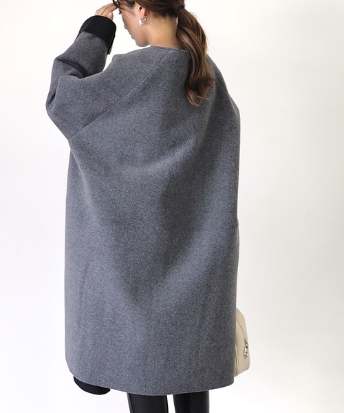 Riberry（リベリー）の「ボンディングノーカラーコート（ノーカラーコート・レディース・チャコールグレー/ブラック/アイボリー/ホワイト・MEDIUM）」の15枚目の写真