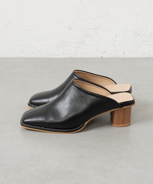 prose verse（プロズヴェール）の「ウッドヒールステッチ入りミュール（パンプス・レディース・ブラック/ベージュ/アイボリー・SMALL/MEDIUM/LARGE/X-LARGE/XX-LARGE/X-SMALL）」の4枚目の写真