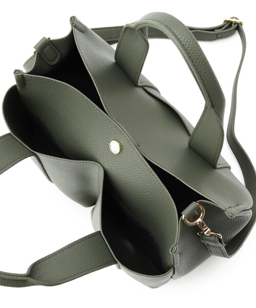 OPAQUE.CLIP(オペークドットクリップ)の「◆ダブルフロントポケットミドルトート【2WAY・軽量・抗菌防臭加工裏地使用】(トートバッグ・レディース・カーキ/オフホワイト/ブラック・00)」の8枚目の写真