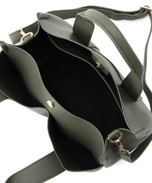 OPAQUE.CLIP(オペークドットクリップ)の「◆ダブルフロントポケットミドルトート【2WAY・軽量・抗菌防臭加工裏地使用】(トートバッグ・レディース・カーキ/オフホワイト/ブラック・00)」の10枚目の写真