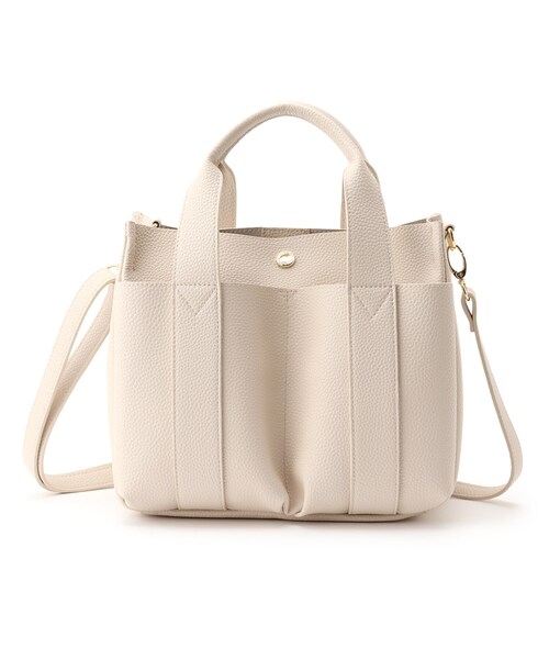 OPAQUE.CLIP(オペークドットクリップ)の「◆ダブルフロントポケットミドルトート【2WAY・軽量・抗菌防臭加工裏地使用】(トートバッグ・レディース・カーキ/オフホワイト/ブラック・00)」の13枚目の写真