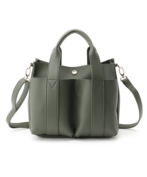 OPAQUE.CLIP(オペークドットクリップ)の「◆ダブルフロントポケットミドルトート【2WAY・軽量・抗菌防臭加工裏地使用】(トートバッグ・レディース・カーキ/オフホワイト/ブラック・00)」の16枚目の写真