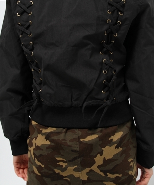 WEGO（ウィゴー）の「WEGO/レースアップブルゾン（ミリタリージャケット・レディース・ブラック/ライトピンク・FREE）」の14枚目の写真