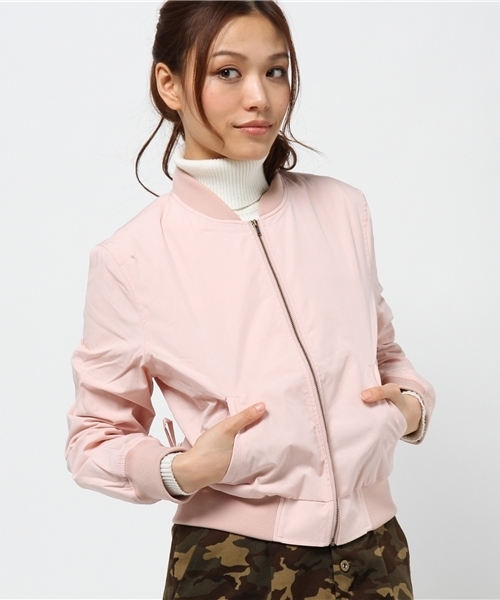 WEGO（ウィゴー）の「WEGO/レースアップブルゾン（ミリタリージャケット・レディース・ブラック/ライトピンク・FREE）」の4枚目の写真