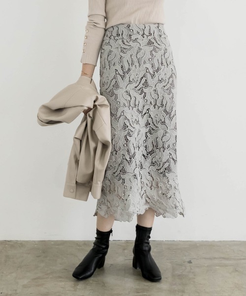 RANDA（ランダ）の「レースタイトスカート（スカート・レディース・グレー/ブラック/パープル・1/0）」の3枚目の写真