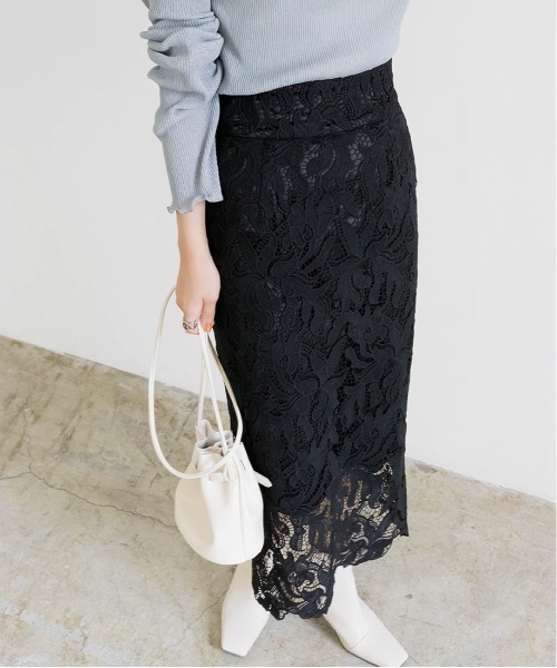 RANDA（ランダ）の「レースタイトスカート（スカート・レディース・グレー/ブラック/パープル・1/0）」の4枚目の写真