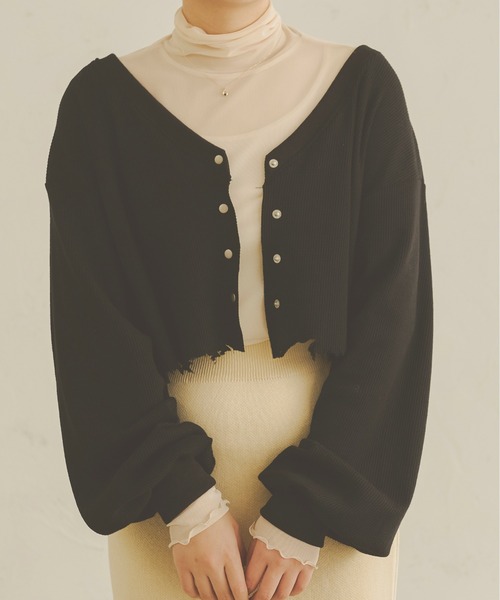Ambre Neige(アンブルネージュ)の「ダメージカーディガン/【WEB/EC限定商品】(カーディガン/ボレロ・レディース・モカ/アイボリー/ベージュ/ブラック・FREE)」の3枚目の写真