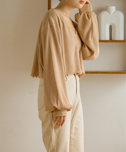 Ambre Neige(アンブルネージュ)の「ダメージカーディガン/【WEB/EC限定商品】(カーディガン/ボレロ・レディース・モカ/アイボリー/ベージュ/ブラック・FREE)」の10枚目の写真