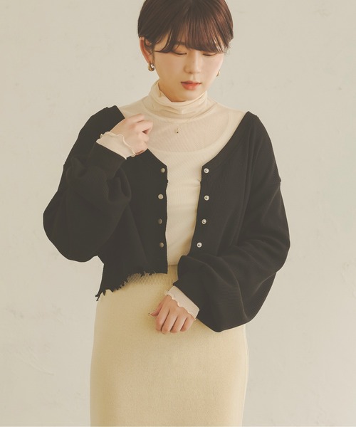 Ambre Neige(アンブルネージュ)の「ダメージカーディガン/【WEB/EC限定商品】(カーディガン/ボレロ・レディース・モカ/アイボリー/ベージュ/ブラック・FREE)」の6枚目の写真