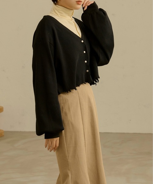 Ambre Neige(アンブルネージュ)の「ダメージカーディガン/【WEB/EC限定商品】(カーディガン/ボレロ・レディース・モカ/アイボリー/ベージュ/ブラック・FREE)」の5枚目の写真