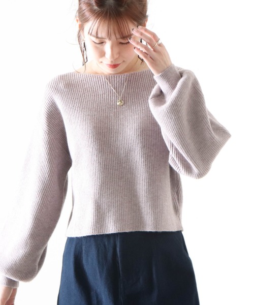 Cheek(チーク)の「バックレースアップ短丈ニット(ニット/セーター・レディース・ベージュ/グレイッシュベージュ/サックスブルー・FREE)」の18枚目の写真