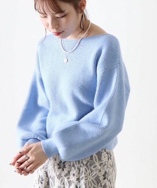 Cheek(チーク)の「バックレースアップ短丈ニット(ニット/セーター・レディース・ベージュ/グレイッシュベージュ/サックスブルー・FREE)」の19枚目の写真