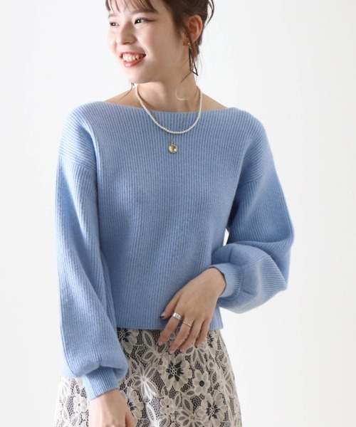 Cheek(チーク)の「バックレースアップ短丈ニット(ニット/セーター・レディース・ベージュ/グレイッシュベージュ/サックスブルー・FREE)」の13枚目の写真
