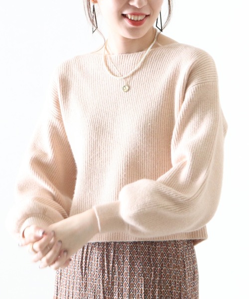 Cheek(チーク)の「バックレースアップ短丈ニット(ニット/セーター・レディース・ベージュ/グレイッシュベージュ/サックスブルー・FREE)」の21枚目の写真