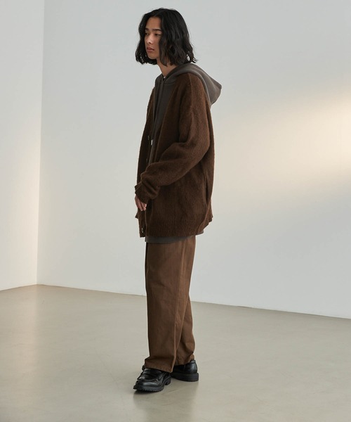 Like Us（ライクアス）の「【LikeUs】モヘアライクシャギーニットルーズカーディガン（カーディガン/ボレロ・メンズ・ブラック/ネイビー/グレイッシュベージュ/グレイッシュブルー/ワインレッド/ブルーグリーン/オレンジ/ダークグレー/ブラウン/オフホワイト・M/L/XL）」の21枚目の写真