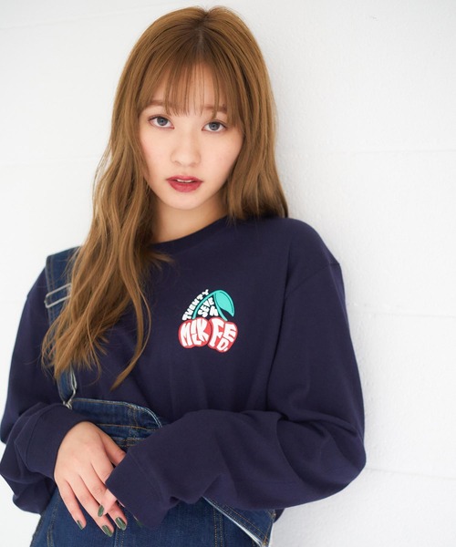 MILKFED.(ミルクフェド)の「L/S TEE CHERRY LOGO(Tシャツ/カットソー・レディース・ネイビー/ホワイト/ブラック・ONE SIZE)」の3枚目の写真