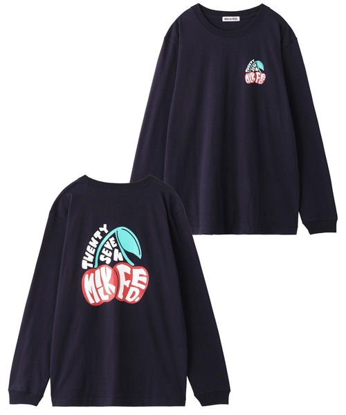 MILKFED.(ミルクフェド)の「L/S TEE CHERRY LOGO(Tシャツ/カットソー・レディース・ネイビー/ホワイト/ブラック・ONE SIZE)」の13枚目の写真