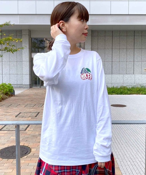 MILKFED.(ミルクフェド)の「L/S TEE CHERRY LOGO(Tシャツ/カットソー・レディース・ネイビー/ホワイト/ブラック・ONE SIZE)」の14枚目の写真