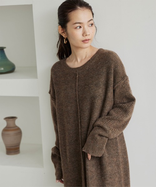 titivate（ティティベイト）の「リブ袖ロングニットワンピース（ワンピース・レディース・ライトベージュ/ブラウン/チャコール/ブルー/ダークグリーン・S/M/PS(XS－S)）」の21枚目の写真