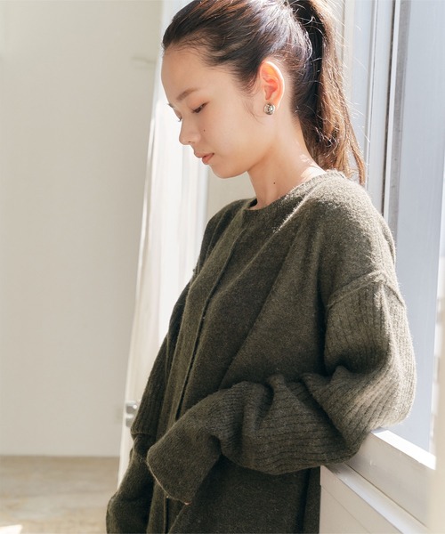 titivate（ティティベイト）の「リブ袖ロングニットワンピース（ワンピース・レディース・ライトベージュ/ブラウン/チャコール/ブルー/ダークグリーン・S/M/PS(XS－S)）」の9枚目の写真