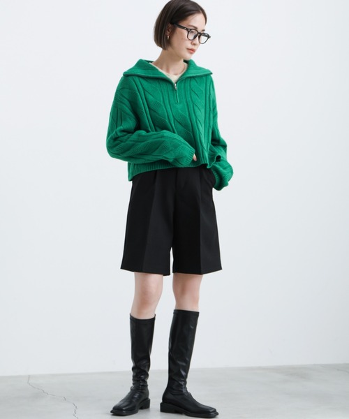 select MOCA（セレクトモカ）の「2021 AW シングルタックハーフパンツ（その他パンツ・レディース・ブラック/ネイビー/ダークベージュ・FREE）」の4枚目の写真