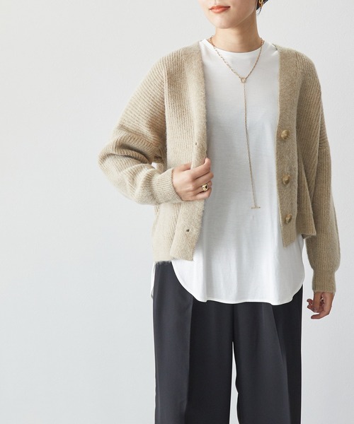 ECRIRE（エクリール）の「ニットカーデ（カーディガン/ボレロ・レディース・アイボリー/カーキ/グレー・M）」の3枚目の写真