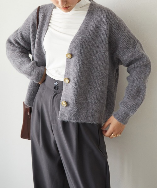 ECRIRE（エクリール）の「ニットカーデ（カーディガン/ボレロ・レディース・アイボリー/カーキ/グレー・M）」の8枚目の写真