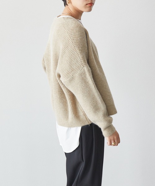 ECRIRE（エクリール）の「ニットカーデ（カーディガン/ボレロ・レディース・アイボリー/カーキ/グレー・M）」の5枚目の写真