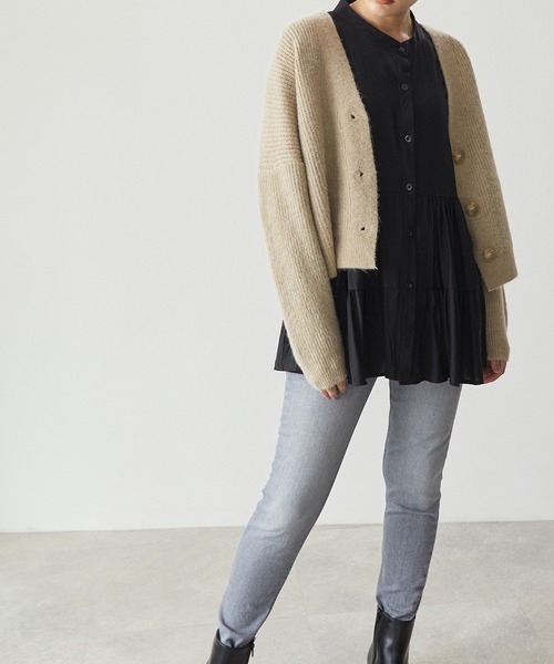 ECRIRE（エクリール）の「ニットカーデ（カーディガン/ボレロ・レディース・アイボリー/カーキ/グレー・M）」の7枚目の写真