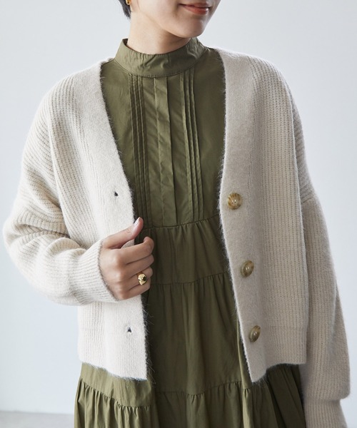 ECRIRE（エクリール）の「ニットカーデ（カーディガン/ボレロ・レディース・アイボリー/カーキ/グレー・M）」の14枚目の写真