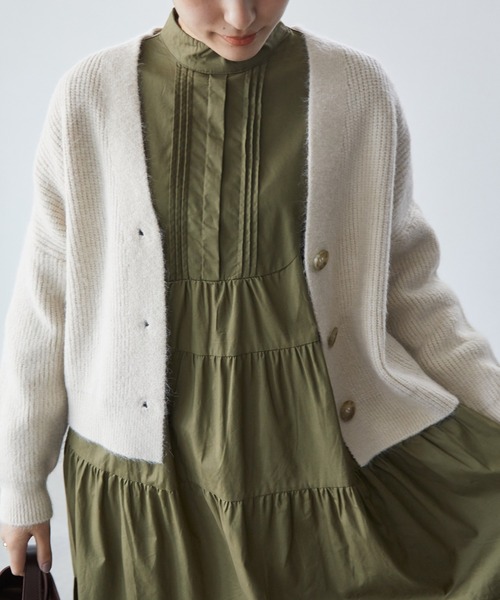 ECRIRE（エクリール）の「ニットカーデ（カーディガン/ボレロ・レディース・アイボリー/カーキ/グレー・M）」の6枚目の写真