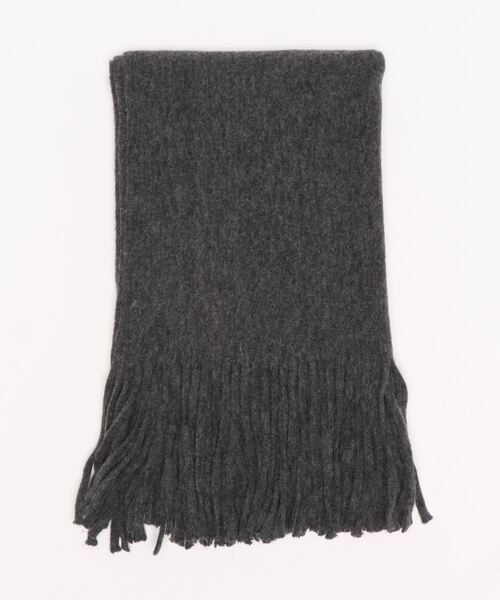 AZUL by moussy（アズールバイマウジー）の「KNIT FRINGE STOLE/ニットフリンジストール（ストール/ショール・レディース・チャコールグレー/オレンジ/ライトベージュ・FREE）」の2枚目の写真