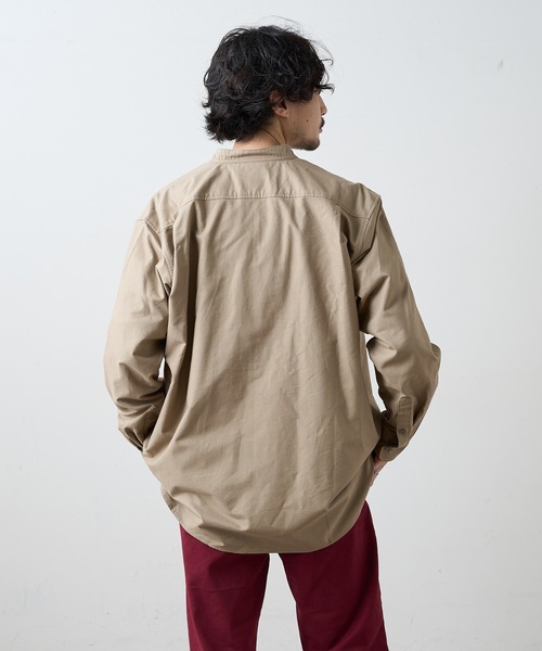 CIAOPANIC TYPY（チャオパニックティピー）の「オックス裏起毛 バンドカラーオーバーシャツ（シャツ/ブラウス・メンズ・ブラック/オフホワイト/ブルー/サンドベージュ・SMALL/MEDIUM/LARGE）」の7枚目の写真