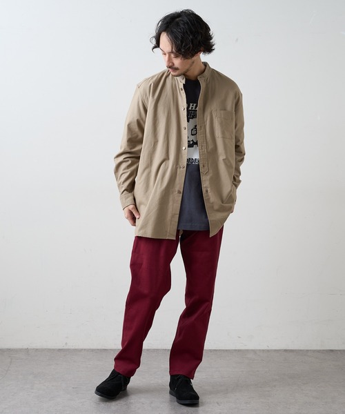 CIAOPANIC TYPY（チャオパニックティピー）の「オックス裏起毛 バンドカラーオーバーシャツ（シャツ/ブラウス・メンズ・ブラック/オフホワイト/ブルー/サンドベージュ・SMALL/MEDIUM/LARGE）」の8枚目の写真