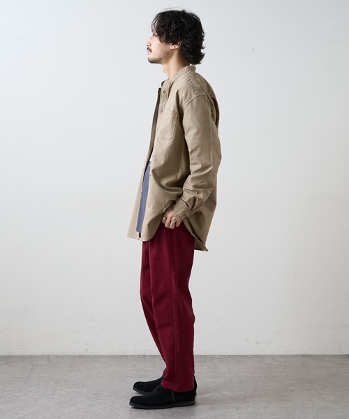 CIAOPANIC TYPY（チャオパニックティピー）の「オックス裏起毛 バンドカラーオーバーシャツ（シャツ/ブラウス・メンズ・ブラック/オフホワイト/ブルー/サンドベージュ・SMALL/MEDIUM/LARGE）」の9枚目の写真