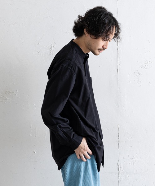 CIAOPANIC TYPY（チャオパニックティピー）の「オックス裏起毛 バンドカラーオーバーシャツ（シャツ/ブラウス・メンズ・ブラック/オフホワイト/ブルー/サンドベージュ・SMALL/MEDIUM/LARGE）」の21枚目の写真