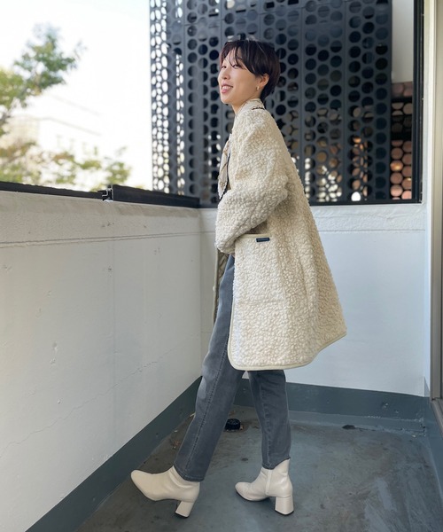 LAVENHAM（ラベンハム）の「LAVENHAM(ラベンハム)　シェルパコート（ノーカラーコート・レディース・アイボリー・FREE）」の8枚目の写真