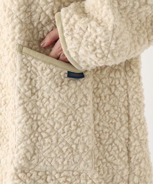 LAVENHAM（ラベンハム）の「LAVENHAM(ラベンハム)　シェルパコート（ノーカラーコート・レディース・アイボリー・FREE）」の15枚目の写真