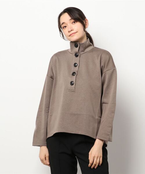 HELIOPOLE(エリオポール)の「WOOL JERSEY STAND NECK PO(Tシャツ/カットソー・レディース・ブラック/ダークブラウン・1)」の5枚目の写真