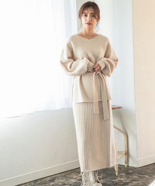 mysty woman(ミスティウーマン)の「マルチWAYニットセットアップ 257999(セットアップ・レディース・アイボリー/モカ/チャコール・FREE)」の2枚目の写真