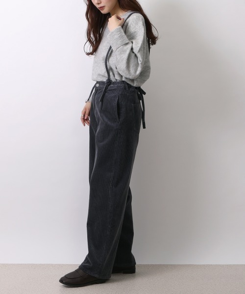 SELECT LEVERY(セレクトリベリー)の「(Emma)コーデュロイサス付ワイドパンツ(その他パンツ・レディース・グレー/ブラウン/グリーン/アイボリー・LARGE/MEDIUM)」の2枚目の写真