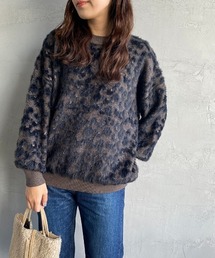 [Jf Ready Made/ジェイエフレディメイド] レオパード柄ジャガード シャギーニットプルオーバー