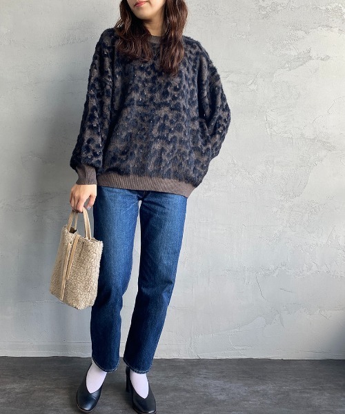 JF Ready Made（ジェイエフレディメイド）の「[Jf Ready Made/ジェイエフレディメイド] レオパード柄ジャガード シャギーニットプルオーバー（ニット/セーター・レディース・ベージュ/グレイッシュベージュ・F）」の7枚目の写真