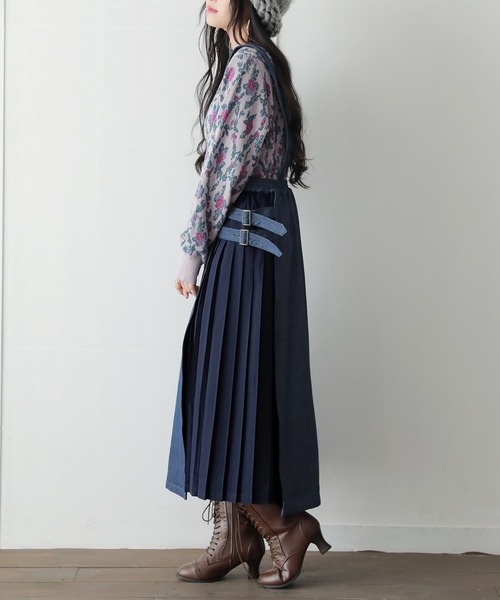 osharewalker（オシャレウォーカー）の「【廃盤】『サイドプリーツ切替デニムスカート』（デニムスカート・レディース・ブルー・FREE）」の10枚目の写真