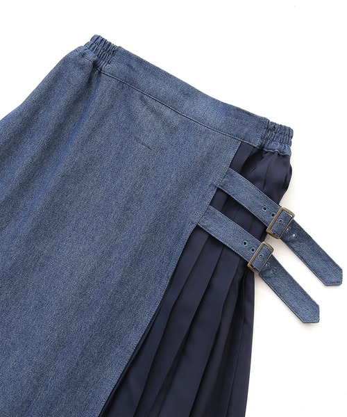 osharewalker（オシャレウォーカー）の「【廃盤】『サイドプリーツ切替デニムスカート』（デニムスカート・レディース・ブルー・FREE）」の18枚目の写真