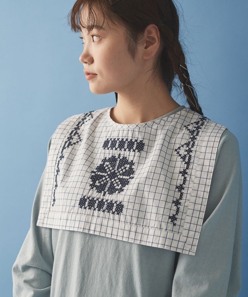 Malle（マル）の「malle クロスステッチ刺繍　付け衿（付け襟・レディース・オフホワイト/チェック・FREE）」の17枚目の写真